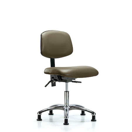 Blue Ridge Ergonomics Vinyl Chair Chrome, Desk, Tilt, Glides, Taupe BR-VDHCH-CR-T1-A0-RG-8809