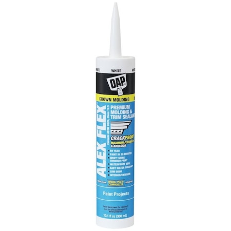 Dap Caulking Sealant, White, 72 hr Curing, 40 to 100 deg F, 10.1 oz Cartridge 18542