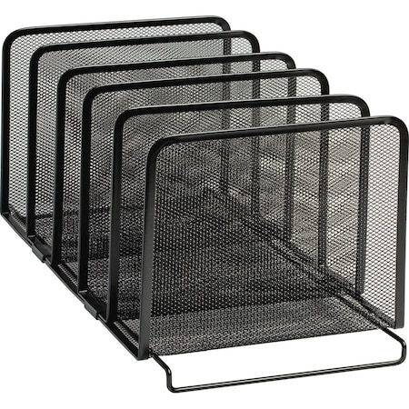 Rolodex File Sorter, Black, Metal Mesh, 8.25" W, 7.88" H, 14.38" D, 5 Number of Compartments 22141