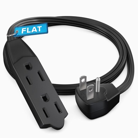 Maximm 2ft 16AWG 3-Prong Flat Plug Extension Cord 125V 13A UL, Black ADW-90-33F02-16B0