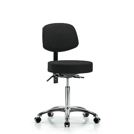 Blue Ridge Ergonomics Bench Stool, Med, Fabric, Bk Chrom, Cast, Blk BR-FMBST-CR-T0-NF-CC-F42