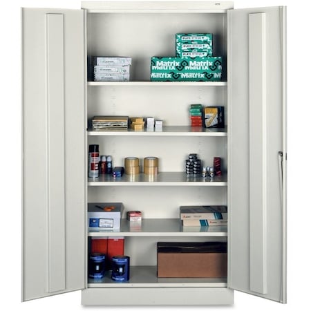 Tennsco Shelving Storage Cabinet, 72 in H, 36 in W, 18 in D, Swing, Keyed, Light Gray, 4 Shelves, 0 Drawers 7218LGY