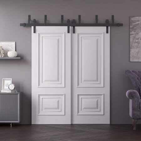 Sartodoors Sliding Closet Barn Bypass Doors 72x80 inches White Solid Core Modern Interior ROYAL9822BBB-EMAL-72