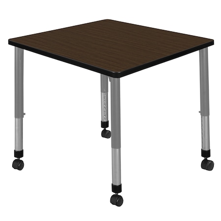Regency Square Kee Height Adjustable Mobile Classroom Activity Table, 30 in W, 30 in L, Neo Walnut TB3030NWAPCGY