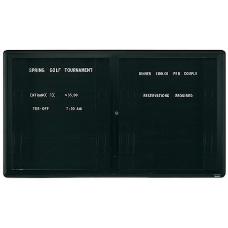 Aarco Radius Design Enclosed Directory, Frame is Burgundy, Board is Black Felt, 36''Hx60''W 2 Door Unit RAD3660BU