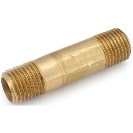 Anderson Metals Pipe Nipple, 1/8 in, NPT, Brass, 2 in L 736113-0232