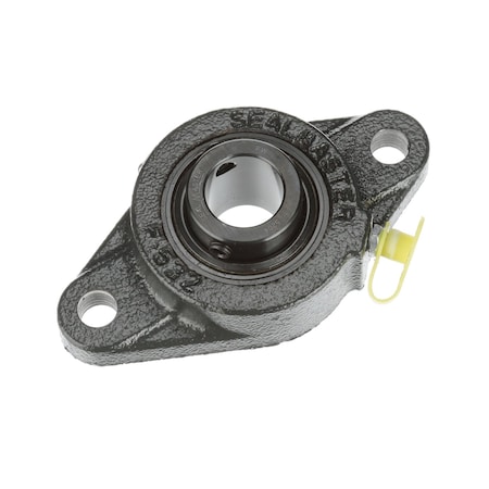 Sealmaster Mounted Cast Iron Two Bolt Flange Ball Bearing - 52100 Bearing Steel, Black Oxided - Setscrew Lock SFT-204
