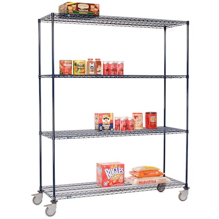 Global Industrial Nexel 4 Shelf Truck, Nexelon, 60"W x 18"D x 69"H, Polymer Swivel Casters, 2 Brake 188824