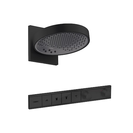 Hansgrohe Showerhead 250 3-Jet, 1.75 GPM w/ RainSelect ThermostatiTrim for 4 Functions in Matte Black 04864670