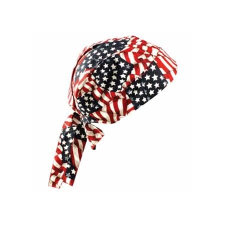 Occunomix Tuff Nougies Regular Tie Hat, One Size, Wavy Flag 561-TN5-WAV