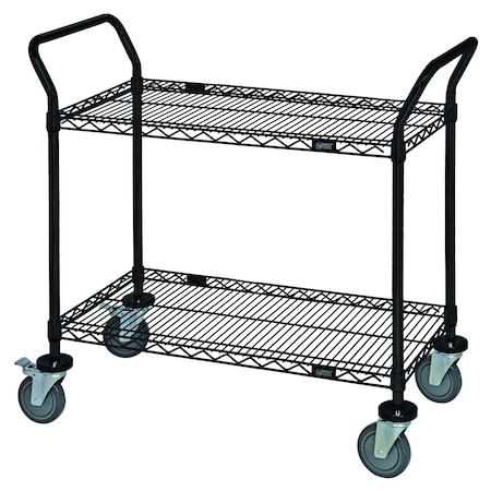 Quantum Storage Systems WIRE SHELVING CART W/2 SHELVES BLACK EPOXY WRC-2442BK-2