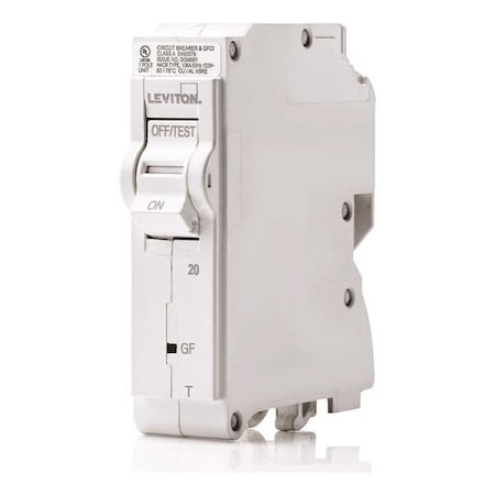 Leviton Circuit Breaker, 20A, 1 Pole, 120V AC R03-LB120-GFR
