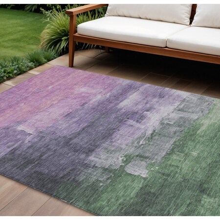 Homeroots 8' X 10' Lavender And Lilac Abstract Washable Indoor Outdoor Area Rug 610940