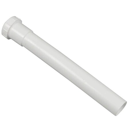 Danco Pipe Extension Tube, 1-1/2 in, 12 in L, Slip-Joint, Plastic, White 94031