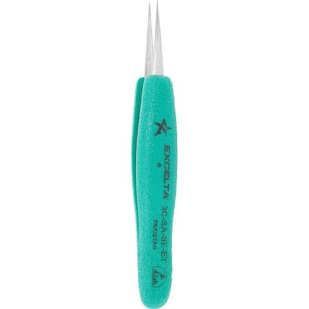 Excelta Tweezers, 4 3/4" L, Stainless Steel 3C-SA-SE-ET