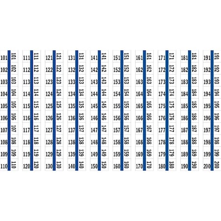 Tabbies 1/2" NUMERICAL EXHIBIT INDEX TABS, BLUE COLOR EDGE, '#101 - 200', 100 TABS/PACK, 5 PACKS/BOX, 5PK 57001