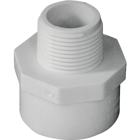 Lasco IPEX Reducing Pipe Adapter, 1 x 3/4 in, Slip x MPT, PVC, White, SCH 40 Schedule, 450 psi Pressure 435616