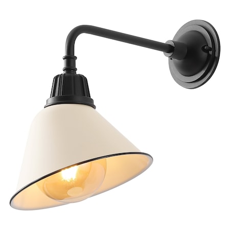 Jonathan Y Croydon 9.63" 1-Light Farmhouse Industrial Iron LED Gooseneck Arm Outdoor Sconce, Matte Almond JYL7612J