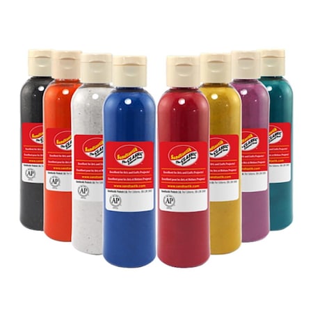 Sandtastik Products Non-Toxic Scenic Art Sand with Shaker Tops, Assorted Color - 10 oz Bottle, 8PK 1592789