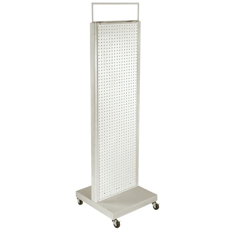 Azar Displays Pro Series: Two-Sided Pegboard Floor Display with Metal Frame, 16"W x 60"H 700800-WHT
