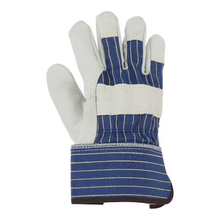 Condor Leather Palm Gloves, Cowhide, Gunn Cut, Full Finger, Safety Cuff, Cotton/Poly Liner, Gray, 2XL, 1 PR 2MDA9