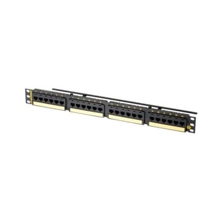 Ortronics 24-PORT PANEL 110-MOD 8W8P, CAT6A T568A/B HD LOADED, HI-DENSITY BLACK 1U PHD6AU24
