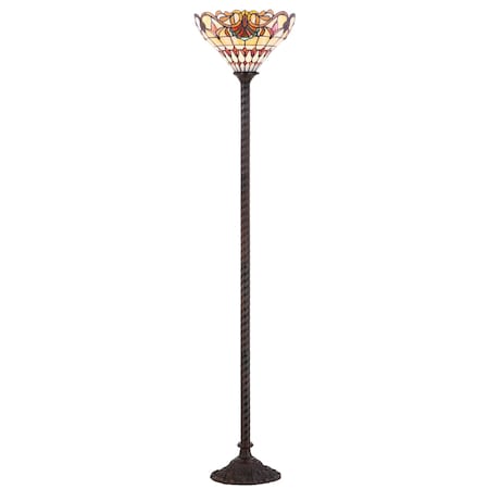 Jonathan Y Davis Tiffany-Style 70" Torchiere LED Floor Lamp, Bronze JYL8003A