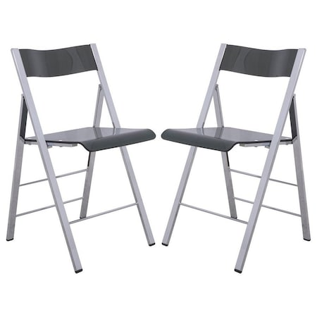 Leisuremod Menno Modern Acrylic Folding Chair, Transparent Black, 2PK MF15TBL2