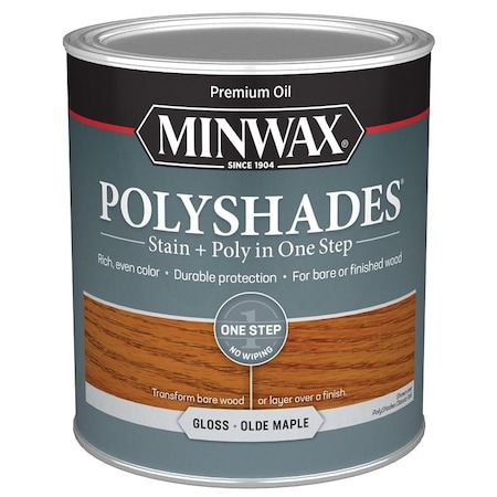 Minwax Waterbased Polyurethane Stain, Gloss, Liquid, Olde Maple, 1 qt, Can 61430444