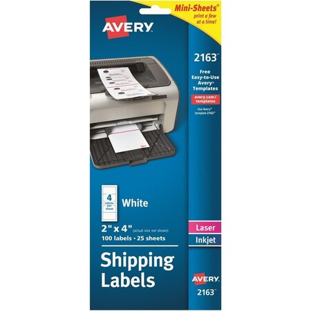 Avery Printable Shipping Label, PK100 02163