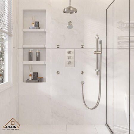 Casainc 8in. Ceiling Mounted Shower System with Sliding Bar and 4 Body Sprays, Brushed Nickel CA3774BN