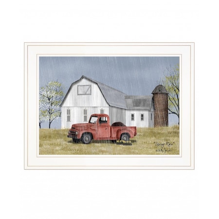 Homeroots Spring Rain 2 White Framed Print Wall Art 407537