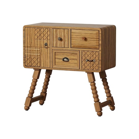 Homeroots 32in Sepia Solid Wood Console Accent Cabinet With Single Door And Four Drawers 712210