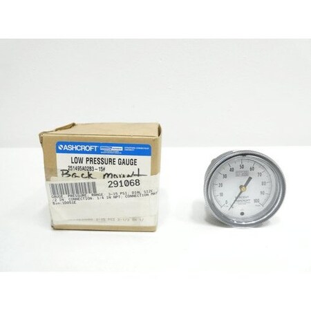 Ashcroft PRECENTILE 2-1/2IN 1/4IN 3-15PSI NPT PRESSURE GAUGE 251495A02B3-15
