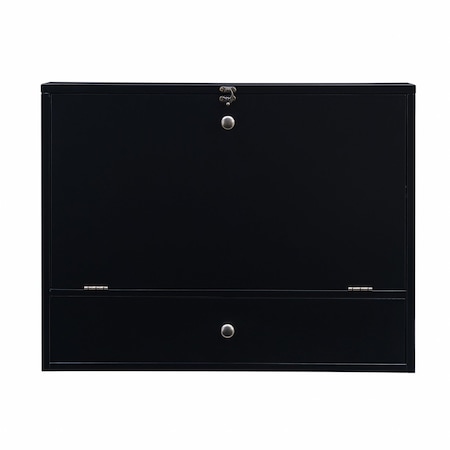 Homeroots 26" Black Wood Wall Mounted Folding Floating Desk 402012
