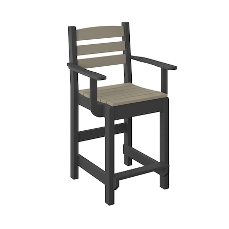 Polybird DINING CAPTAIN CHAIR "COUNTER HEIGHT".        WEATHERWOOD AND BLACK POLYBIRD P11-C