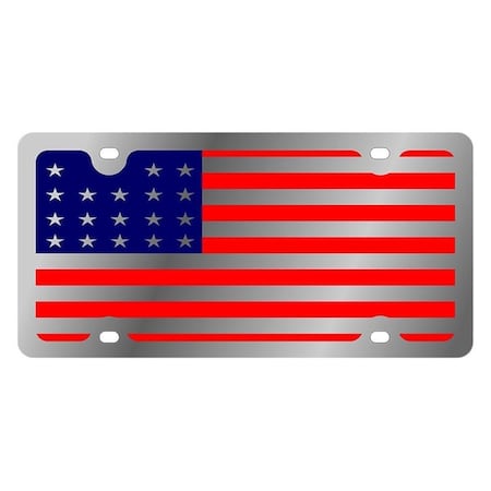 Overtime Polished License Plate with USA Full Flag Logo OV1111145