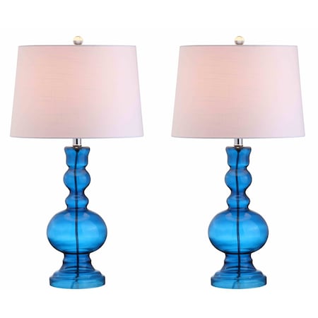 Jonathan Y Genie 28.5" Glass LED Table Lamp, Night Blue, 2PK JYL1061C-SET2