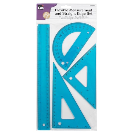 Charles Leonard Flexible Measurement and Straight Edge Set, 4 Pieces per Set, Assorted Colors, 24PK CL95681