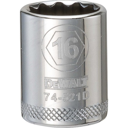 Dewalt Socket, 12 pt, 3/8in, 16 mm DWMT74521OSP