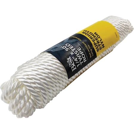 Do It Best 1/4'' x 50 Ft. White Twisted Nylon Packaged Rope 729019