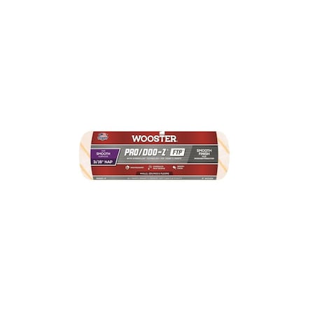 Wooster Paint Roller Cover, 3/16 in Thick Nap, 9 in L, Fabric Cover, White RR665-9