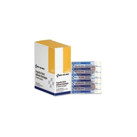 First Aid Only Fingertip Fabric Adhesive Bandages, 40, 2.50in Width x 3.25in Length, White, Fabric, 1 Box G126