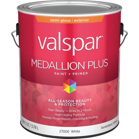 Valspar Medallion Plus Premium Paint & Primer Semi-Gloss Exterior Paint Wht 1 Gal. 028.0027000.007