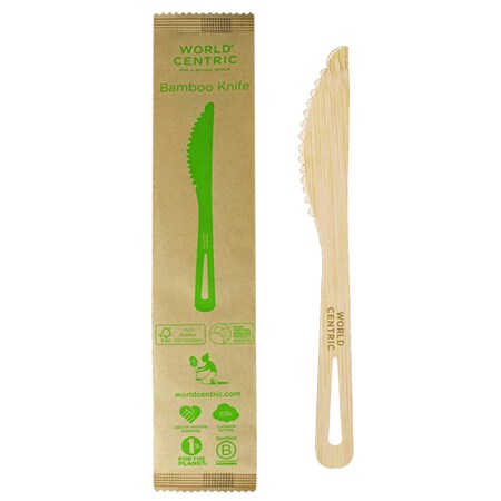 World Cent Bamboo Cutlery, Knife, Paper, Natural, 750/Carton, 750PK KNBBI