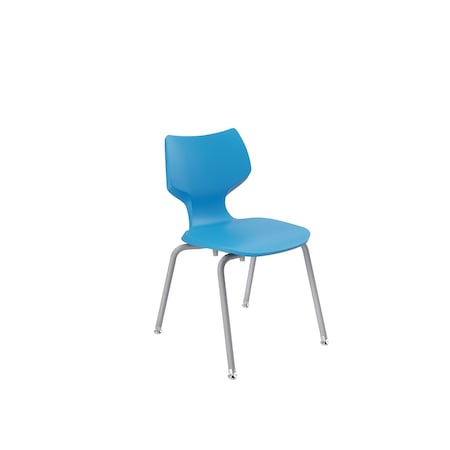 Flavors 16" B Stack Chair, Platinum Frame, Nylon Glide, Cerulean 11848