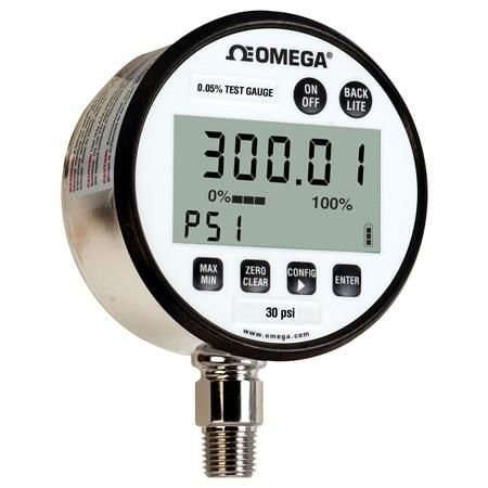 Omega Digital Pressure Gauge, Advanced, High Accuracy, Gauge, 0 psi to 7000 psi, 0.05 %, 1/4 " NPT Male, DPG7000-7K