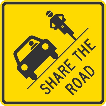 Lyle Share The Road (with Motor Vehicle & Bike Graphic), 24x24, Diamond Grade, Yellow G-12593-DG_24x24