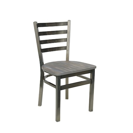 Bfm Seating Lima Ladder Back Chair - Chestnut Relic Seat - Steel Frame - Clear Coat Finish 2160CCSR-CL