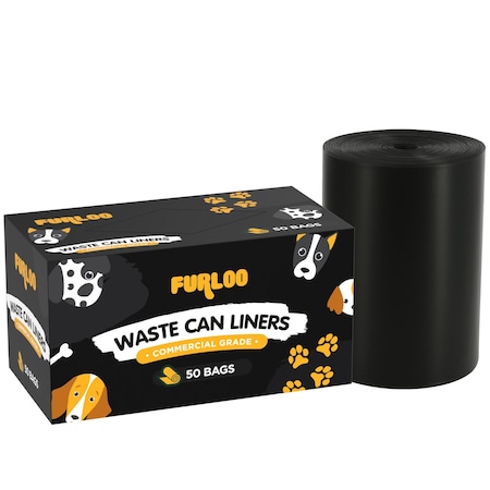 Furloo 13-Gallon Heavy Duty Dog Waste Station Can Liners, 1.1 Mil Thick, Fits All Pet Waste Cans, 50PK FLO22